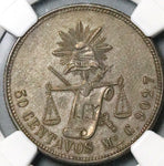 1869-Mo NGC AU 55 Mexico 50 Centavos Balance Scale Silver 46k Coin (23120601C)