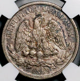 1869-Mo NGC AU Mexico 50 Centavos Balance Scale 46k Silver Coin (26050304C)