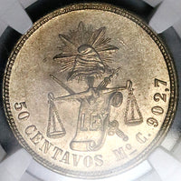 1869-Mo NGC MS 62 Mexico 50 Centavos Balance Scale Silver 46k Coin POP 4/3 (24043001C)