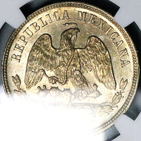 1869-Mo NGC MS 62 Mexico 50 Centavos Balance Scale Silver 46k Coin POP 4/3 (24043001C)