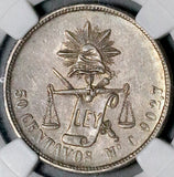 1870-Mo NGC XF 45 Mexico 50 Centavos Rare 52k Silver Coin POP 1/4 (26103001C)