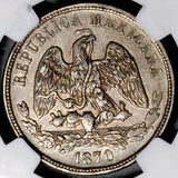 1870-Mo NGC XF 45 Mexico 50 Centavos Rare 52k Silver Coin POP 1/4 (26103001C)