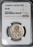 1870-Mo NGC XF 45 Mexico 50 Centavos Rare 52k Silver Coin POP 1/4 (26103001C)