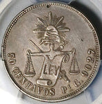 1870-Pi G PCGS XF Mexico 50 Centavos Potosi Mint Rare 50k Silver Coin (25052903C)