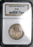 1873-Do NGC VF 25 Mexico 50 Centavos Durango Mint 4k Rare Coin (26091504C)