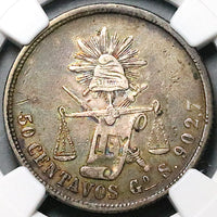 1873-Go NGC XF 40 Mexico 50 Centavos Guanajuato Rare 50k Silver Coin POP 1/1 (25060603C)