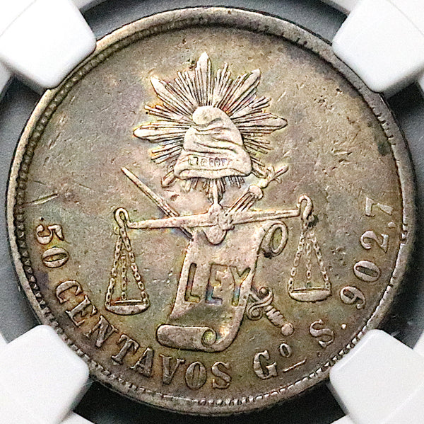 1873-Go NGC XF 40 Mexico 50 Centavos Guanajuato Rare 50k Silver Coin POP 1/1 (25060603C)