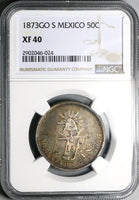 1873-Go NGC XF 40 Mexico 50 Centavos Guanajuato Rare 50k Silver Coin POP 1/1 (25060603C)
