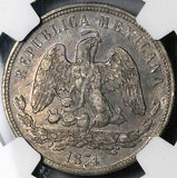 1874-Ho NGC AU 55 Mexico 50 Centavos Hermosillo Mint Silver Coin POP 1/0 (23071501R)