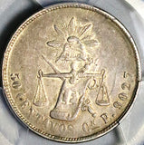 1875-Cn PCGS AU 50 Mexico 50 Centavos Culiacan Mint Silver Coin POP 1/2 (24052001D)