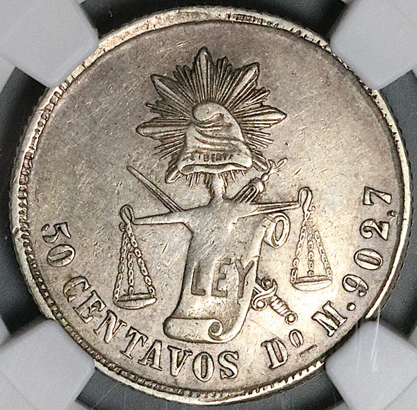 1875-Do NGC XF 40 Mexico 50 Centavos Durango Mint Balance Scale Coin (23120401C)