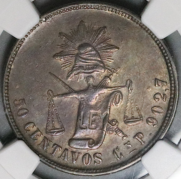 1876-Cn NGC AU 53 Mexico 50 Centavos Culiacan Mint Silver Coin POP 1/4 (23071401C)