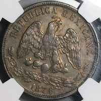 1876-Cn NGC AU 53 Mexico 50 Centavos Culiacan Mint Silver Coin POP 1/4 (23071401C)