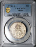 1877-Zs PCGS AU 58 Mexico 50 Centavos Zacatecas Mint Silver Coin POP 1/3 (24022001C)