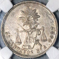 1880-Ho NGC AU 55 Mexico 50 Centavos Hermosillo Mint Silver Coin POP 1/1 (24010701C)