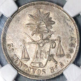 1880-Ho NGC AU 55 Mexico 50 Centavos Hermosillo Mint Silver Coin POP 1/1 (24010701C)