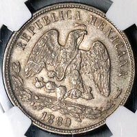 1880-Ho NGC AU 55 Mexico 50 Centavos Hermosillo Mint Silver Coin POP 1/1 (24010701C)
