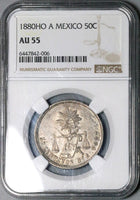 1880-Ho NGC AU 55 Mexico 50 Centavos Hermosillo Mint Silver Coin POP 1/1 (24010701C)