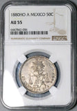 1880-Ho NGC AU 55 Mexico 50 Centavos Hermosillo Mint Silver Coin POP 1/1 (24010701C)