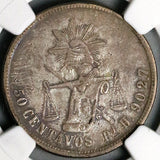 1880-Pi NGC XF 45 Mexico 50 Centavos Balance Scale Rare Coin POP 1/1 (25110203C)