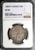 1880-Pi NGC XF 45 Mexico 50 Centavos Balance Scale Rare Coin POP 1/1 (25110203C)