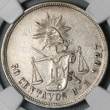 1881-Ho NGC XF 45 Mexico 50 Centavos Hermosillo 13k Silver Coin POP 1/1 (23071502C)