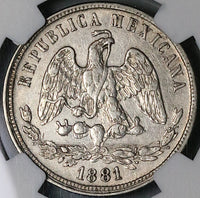 1881-Ho NGC XF 45 Mexico 50 Centavos Hermosillo 13k Silver Coin POP 1/1 (23071502C)