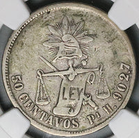 1881-Pi NGC VF Mexico 50 Centavos Potosi Mint Rare 28k Silver Coin (25040301C)