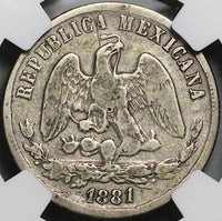 1881-Pi NGC VF Mexico 50 Centavos Potosi Mint Rare 28k Silver Coin (25040301C)
