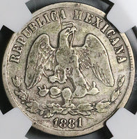 1881-Pi NGC VF Mexico 50 Centavos Potosi Mint Rare 28k Silver Coin (25040301C)