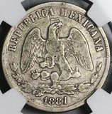 1881-Pi NGC VF Mexico 50 Centavos Potosi Mint Rare 28k Silver Coin (25040301C)