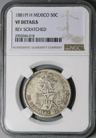 1881-Pi NGC VF Mexico 50 Centavos Potosi Mint Rare 28k Silver Coin (25040301C)