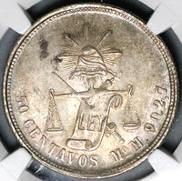 1882/1-Mo NGC MS 61 Mexico 50 Centavos Silver 2k Silver Coin POP 1/1 (24092403C)