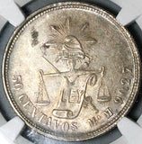 1882/1-Mo NGC MS 61 Mexico 50 Centavos Silver 2k Silver Coin POP 1/1 (24092403C)