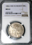 1882/1-Mo NGC MS 61 Mexico 50 Centavos Silver 2k Silver Coin POP 1/1 (24092403C)
