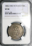 1882/1-Mo NGC VF 30 Mexico 50 Centavos Balance Scale Silver 2k Coin (23070401C)