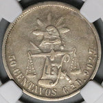 1883-Cn NGC VF 35 Mexico 50 Centavos Culiacan Mint 19k Silver Coin POP 1/1 (23071402C)
