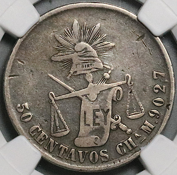 1886-CHa NGC VF 20 Mexico 50 Centavos Chihuahua Silver 18k Coin POP 1/0 (23063001C)