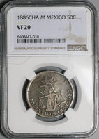 1886-CHa NGC VF 20 Mexico 50 Centavos Chihuahua Silver 18k Coin POP 1/0 (23063001C)
