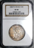 1886-Pi NGC XF 40 Mexico 50 Centavos Balance Scale Rare Silver Coin POP 1/1 (26091202C)