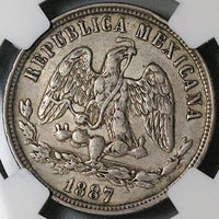 1887-Cn NGC XF 45 Mexico 50 Centavos Culiacan Mint 76k Silver Coin (23071403C)