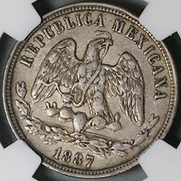 1887-Cn NGC XF 45 Mexico 50 Centavos Culiacan Mint 76k Silver Coin (23071403C)