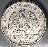 1887-Mo ANACS AU 55 Mexico 50 Centavos Balance Scale Silver 88k Coin (25062701C)