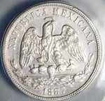 1887-Mo ANACS AU 55 Mexico 50 Centavos Balance Scale Silver 88k Coin (25062701C)