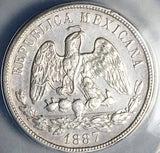 1887-Mo ANACS AU 55 Mexico 50 Centavos Balance Scale Silver 88k Coin (25062701C)