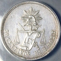 1887-Mo ANACS AU 55 Mexico 50 Centavos Balance Scale Silver 88k Coin (25062701C)
