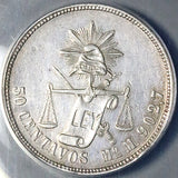 1887-Mo ANACS AU 55 Mexico 50 Centavos Balance Scale Silver 88k Coin (25062701C)