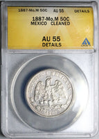 1887-Mo ANACS AU 55 Mexico 50 Centavos Balance Scale Silver 88k Coin (25062701C)