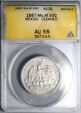 1887-Mo ANACS AU 55 Mexico 50 Centavos Balance Scale Silver 88k Coin (25062701C)