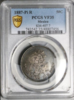 1887-Pi PCGS VF 35 Mexico 50 Centavos Balance Scale 32k Silver Coin POP 1/1 (25092302C)